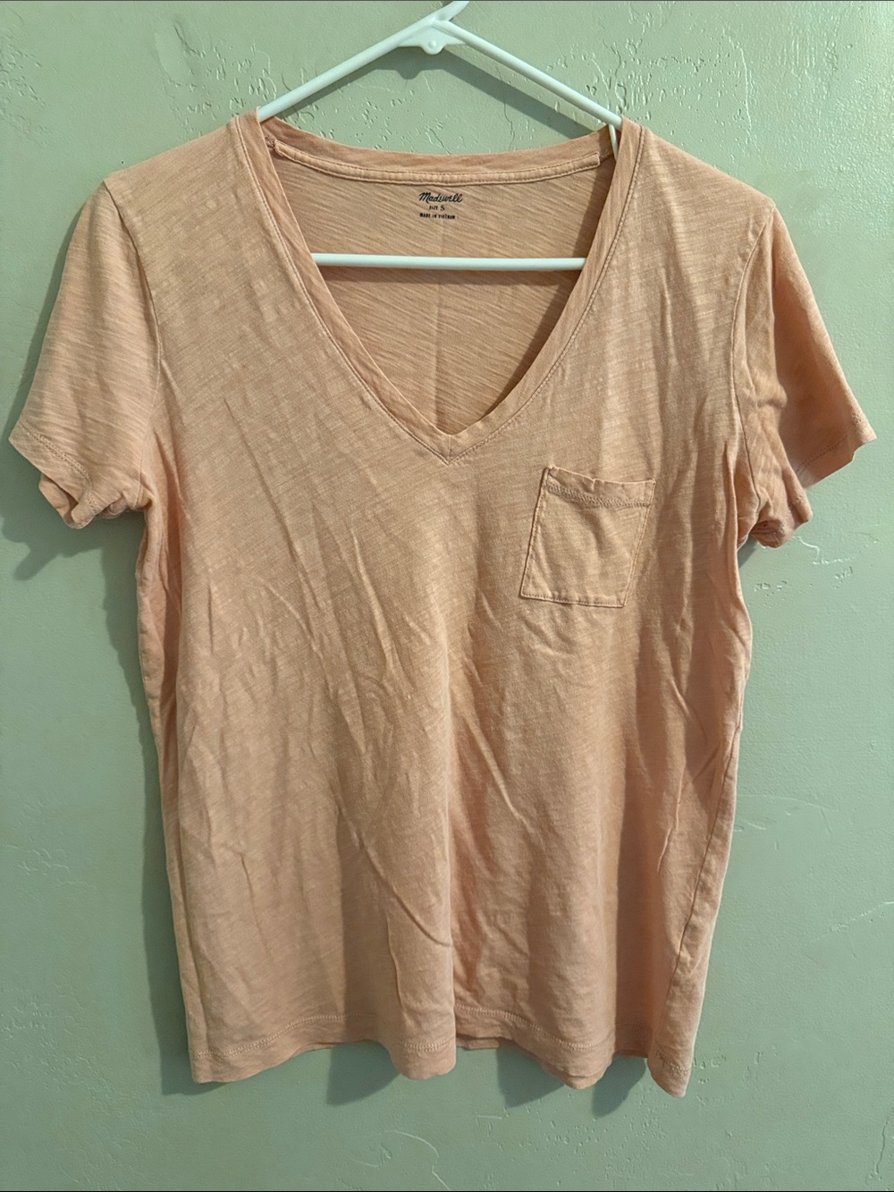Madewell Salmon V-Neck Pocket Tee